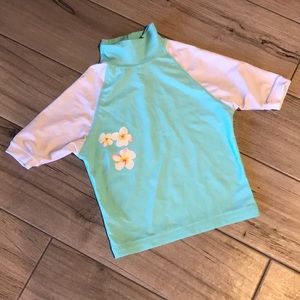 Kids Blue/White Plumeria Rash Guard